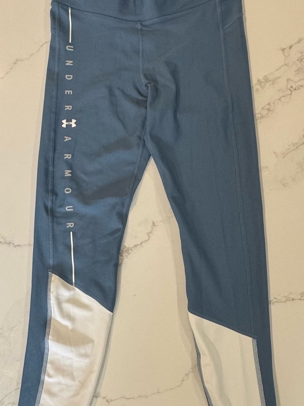 Under Armour Woman's Blue Performance Leggings with White Panels